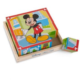 Melissa & Doug Mickey Mouse Wooden Cube 6-in-1 Puzzle With Storage Tray