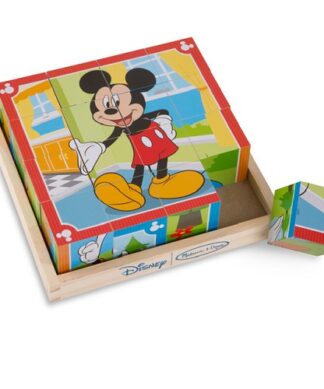 Melissa & Doug Mickey Mouse Wooden Cube 6-in-1 Puzzle With Storage Tray