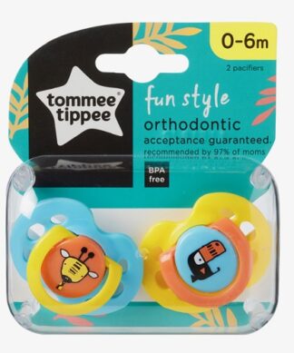 Tommee Tippee Closer To Nature Fun Style Baby Pacifier, 2 Packs - Yellow/Blue