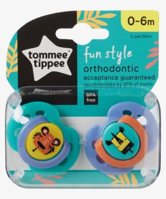 Tommee Tippee Closer To Nature Fun Style Baby Pacifier, 2 Packs - Teal/Lilac