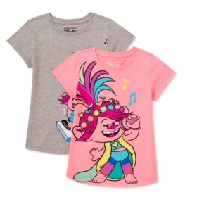 Dreamworks Trolls  Girls Short Sleeve Graphic T-Shirt - 2 Packs