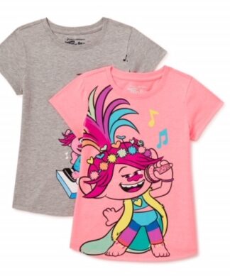 Dreamworks Trolls  Girls Short Sleeve Graphic T-Shirt - 2 Packs