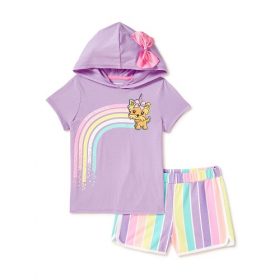 Jojo Siwa Exclusive Girls Cosplay Hoodie Top & Shorts 2Pcs Outfit