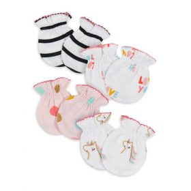 Gerber Organic Cotton Baby Girls Rainbow Mittens - 4Pairs