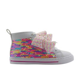 Nickelodeon Jojo Siwa Girls Neon Sequin Athletic High Top Sneaker Shoe