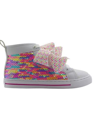Nickelodeon Jojo Siwa Girls Neon Sequin Athletic High Top Sneaker Shoe
