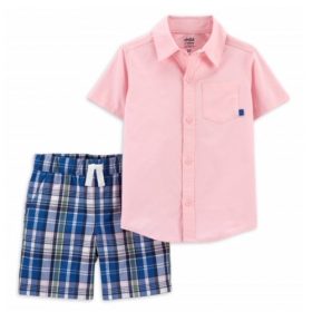Carter's Child Of Mine Baby & Toddler Boys Button Up Woven Shirt & Shorts Set