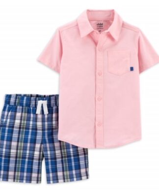 Carter's Child Of Mine Baby & Toddler Boys Button Up Woven Shirt & Shorts Set