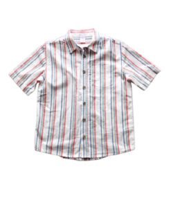 Falls Creek Boy's Striped Chambray Short Sleeve Button Down Shirt - Cream