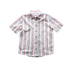 Falls Creek Boy's Striped Chambray Short Sleeve Button Down Shirt - Cream
