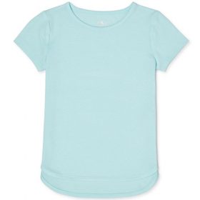 Athletic Works Girls Solid Short Sleeve Plain T-Shirt - Aqua