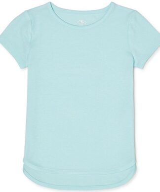 Athletic Works Girls Solid Short Sleeve Plain T-Shirt - Aqua