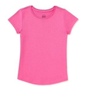 Wonder Nation Girls Kids Tough Crew Short Sleeve Plain T-Shirt -Pink