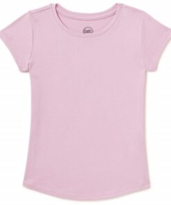 Wonder Nation Girls Kids Tough Crew Short Sleeve Plain T-Shirt - Lilac