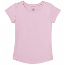 Wonder Nation Girls Kids Tough Crew Short Sleeve Plain T-Shirt - Lilac