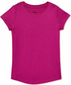Wonder Nation Girls Kids Tough Crew Short Sleeve Plain T-Shirt - Purple