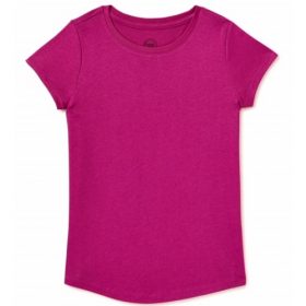 Wonder Nation Girls Kids Tough Crew Short Sleeve Plain T-Shirt - Purple