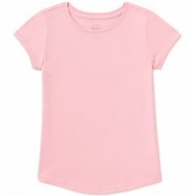 Wonder Nation Girls Kids Tough Crew Short Sleeve Plain T-Shirt - Pink Petal