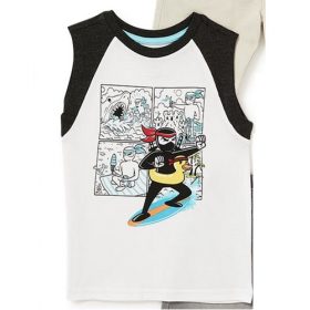 365 Kids Boys Raglan Muscle Tank - Black Ninja