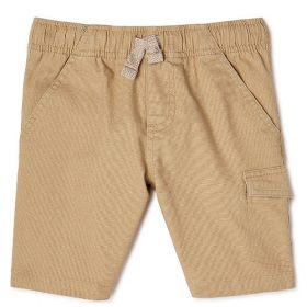 365 Kids Boys Solid Cargo Shorts - Khaki Brown. FB489