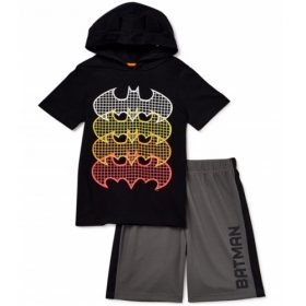 DC Comics Batman Signal Boys 2 Piece Hoodie T-shirt & Shorts