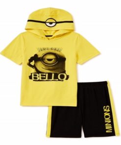 Minions Boys 2 Piece Hoodie T-shirt & Knit Shorts