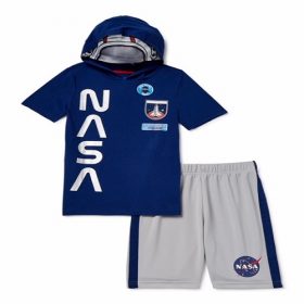 NASA Boys 2 Piece Hoodie T-shirt & Knit Pull On Shorts
