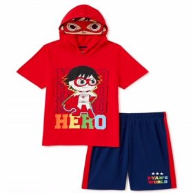 Ryan's World Boys 2 Piece Hoodie T-shirt & Knit Pull On Shorts