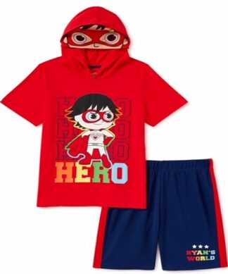 Ryan's World Boys 2 Piece Hoodie T-shirt & Knit Pull On Shorts