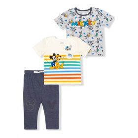 Disney Mickey Mouse Baby Boys T-Shirt & Pants Outfit - 3 Pcs