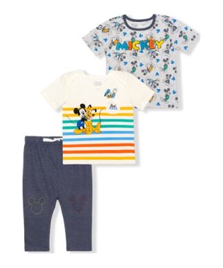 Disney Mickey Mouse Baby Boys T-Shirt & Pants Outfit - 3 Pcs