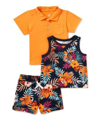 Wonder Nation Baby Boys Tank Top , Polo & Shorts - 3Pcs