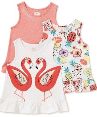 365 Kids Girls Summer Multi Pack Tank Top - 3 Packs