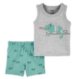Carter's Child Of Mine Baby Boys Sleeveless Top & Shorts 2Pcs Set - Chameleon