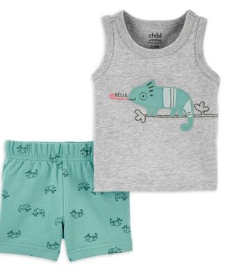 Carter's Child Of Mine Baby Boys Sleeveless Top & Shorts 2Pcs Set - Chameleon
