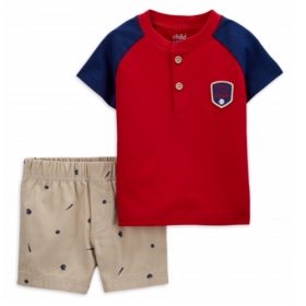 Carter's Child Of Mine Baby Boys Henley T-Shirt & Shorts Outfit Set