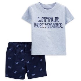 Carter's Child Of Mine Baby Boys "Lil Bro" T-shirt Top & Shorts Set.