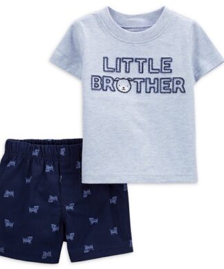 Carter's Child Of Mine Baby Boys "Lil Bro" T-shirt Top & Shorts Set.