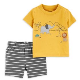Carter's Child Of Mine Baby Boys "Elephant" T-shirt Top & Shorts Set.