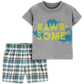 Carter's Child Of Mine Baby Boys "Rawsome" T-shirt Top & Shorts Set.