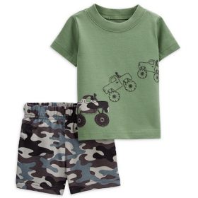 Carter's Child Of Mine Baby Boys "Camo Truck" T-shirt Top & Shorts Set.