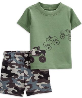 Carter's Child Of Mine Baby Boys "Camo Truck" T-shirt Top & Shorts Set.