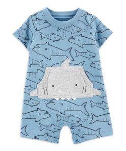Carter's Child Of Mine Baby Boy 1pc Snap Up "Shark" Romper - Blue
