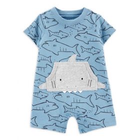 Carter's Child Of Mine Baby Boy 1pc Snap Up "Shark" Romper - Blue