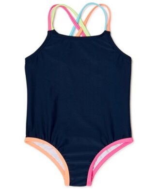Wonder Nation Baby & Toddler Girls' Solid 1 Piece Swimsuit