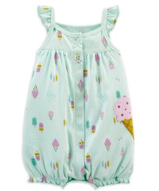 Carter's Child Of Mine Baby Girls Sundae One Piece Flutter Sleeve Romper