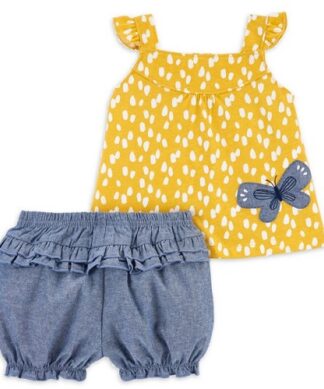 Carter's Child Of Mine Baby Girls Flutter Tank Top & Ruffle Shorts Outfit Set