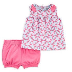 Carter's Child Of Mine Baby Girls Bow Tank Top & Shorts Outfit Set.
