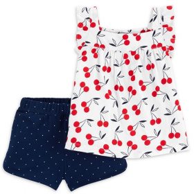 Carter's Child Of Mine Baby & Toddler Girls Flutter Sleeve Top & Shorts Outfit Set- Cherry