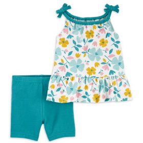 Carter's Child Of Mine Baby Girls Spaghetti Strap Top & Shorts Outfit Set- Floral